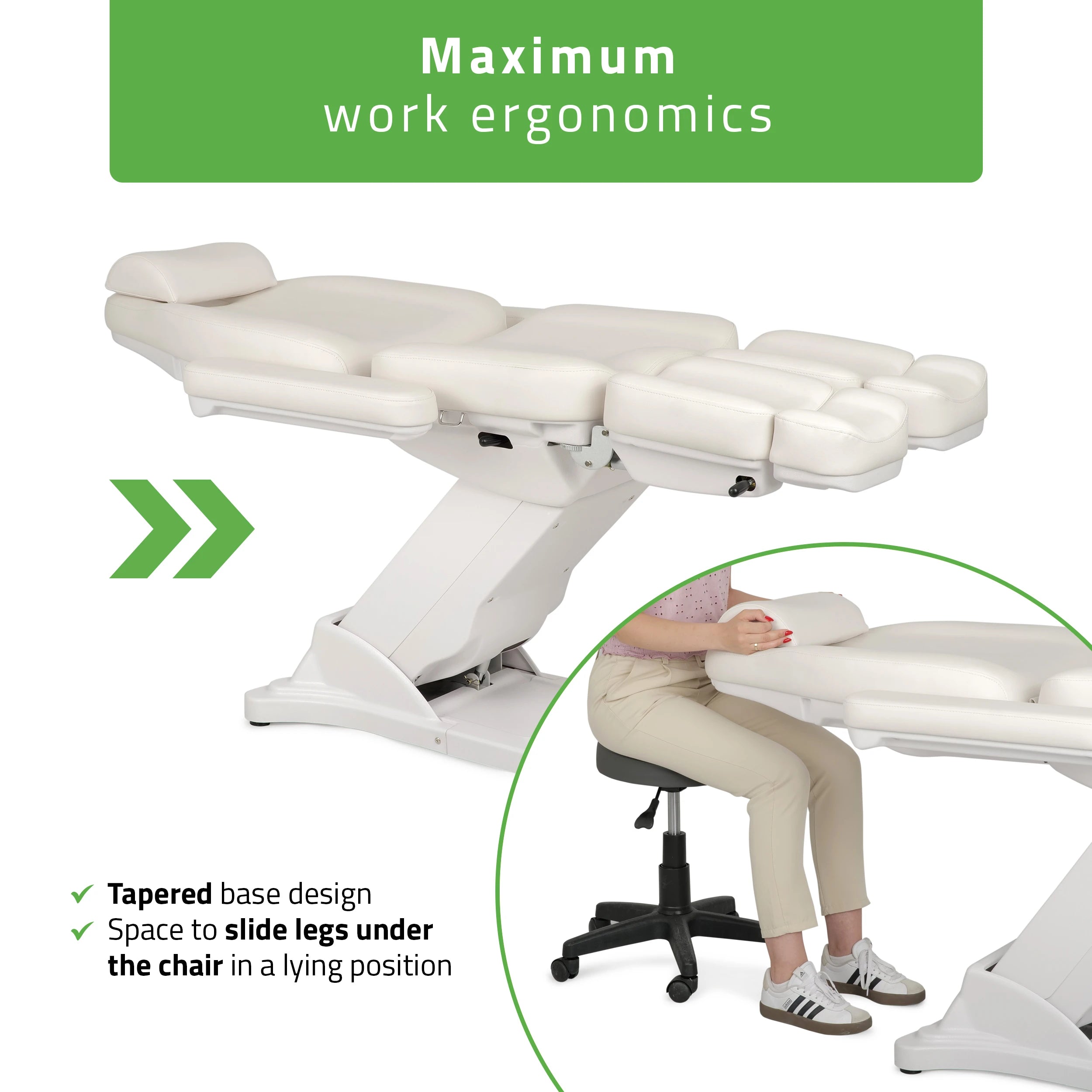 Cosmetic treatment chair, electric Elara PRO 6P, white