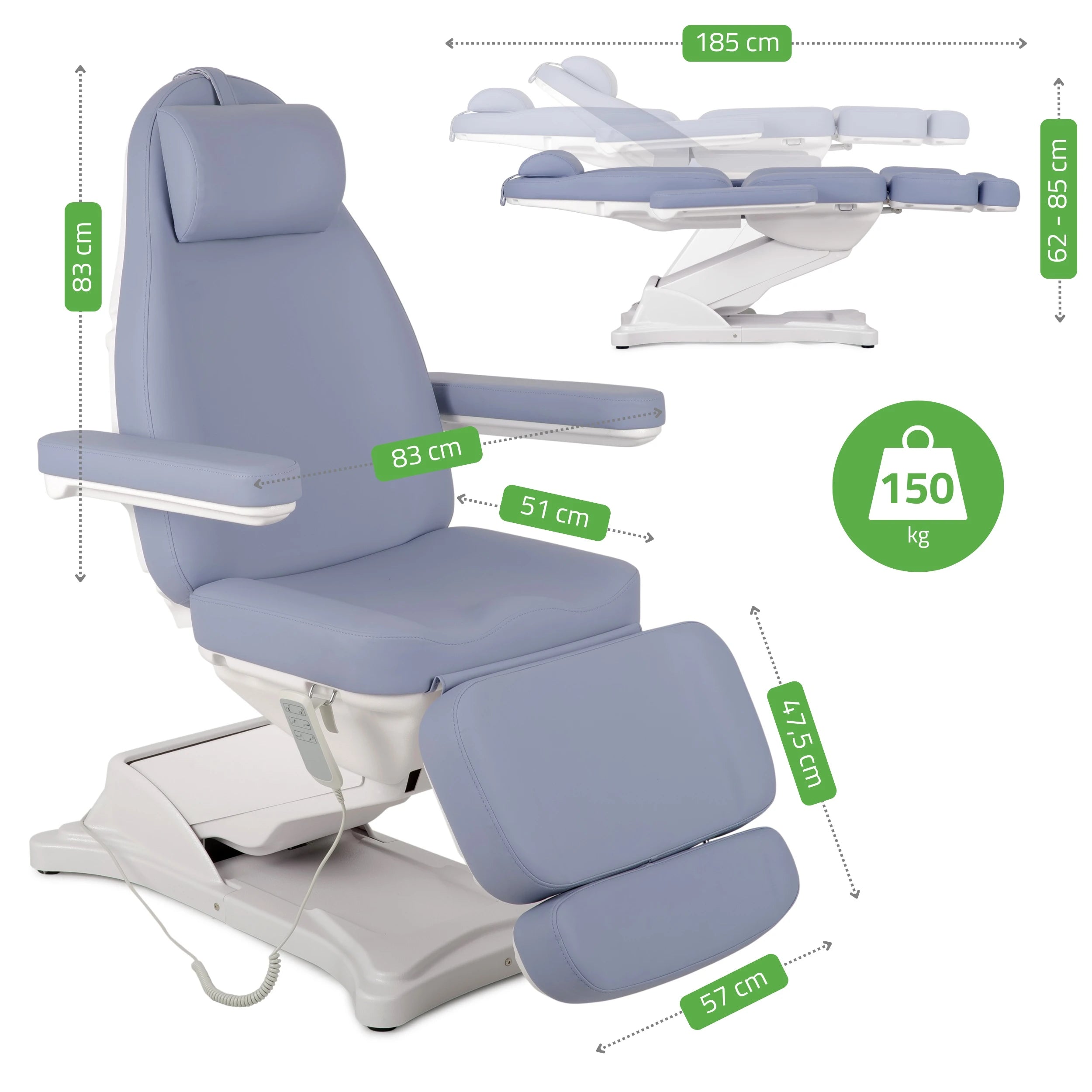 Cosmetic treatment chair, electric Elara PRO 4, violet