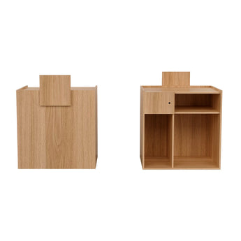 WILLK Wooden Reception Desk Oak Color with Oak Decor