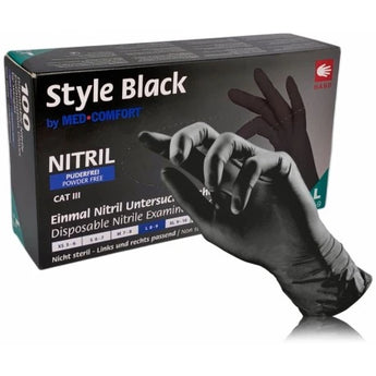 Nitrile gloves, powder-free, size XL, black, 100 pieces, berry®