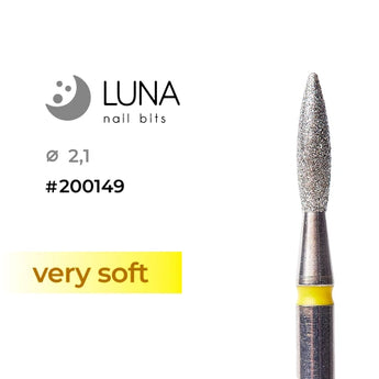 Diamond Nail Drill Bit Flame 2.1mm, 8mm, Fine Grit, Yellow