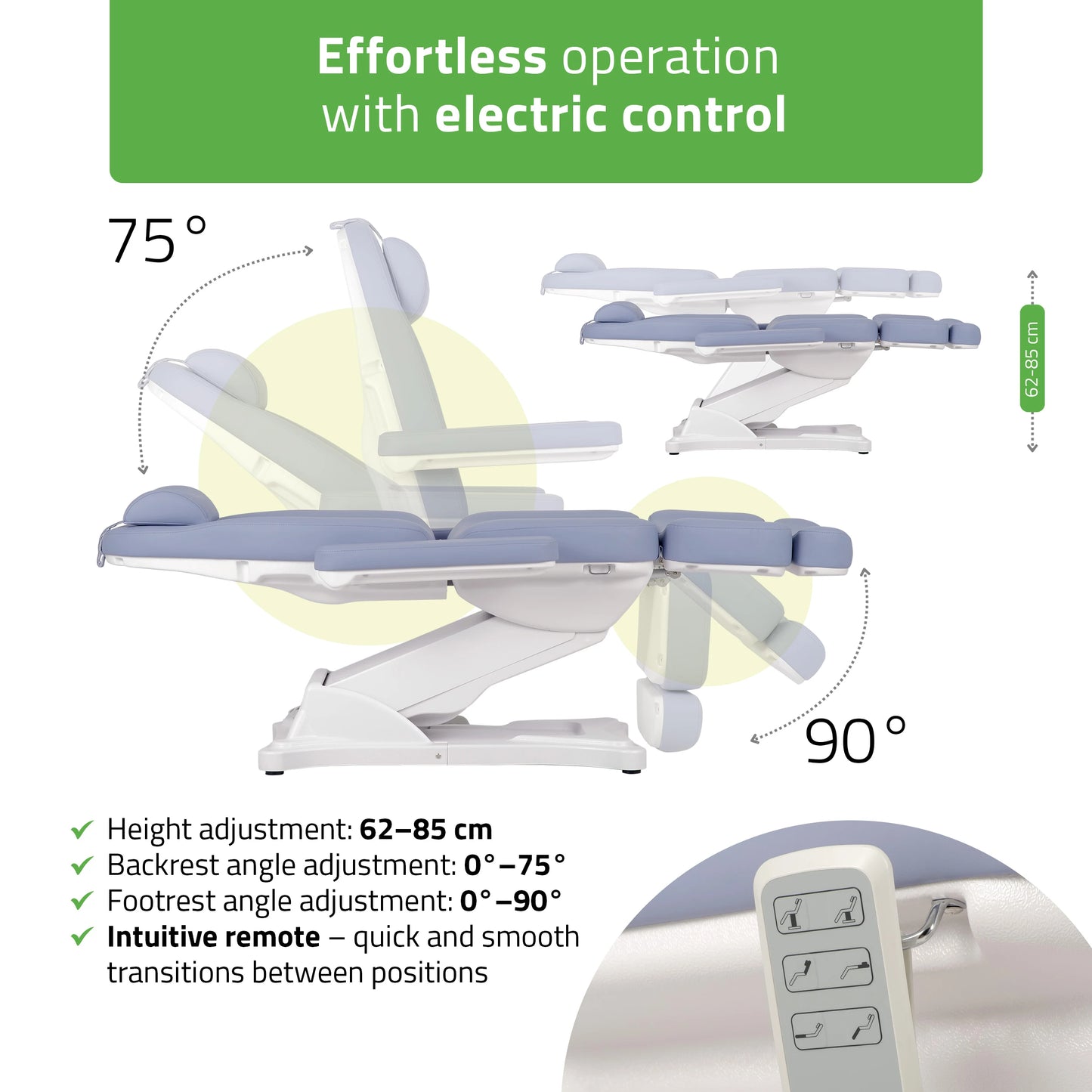 Cosmetic treatment chair, electric Elara PRO 4, violet